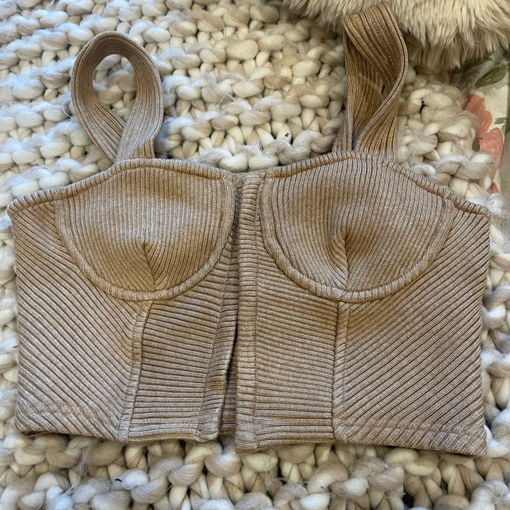 Tan crop top bustier